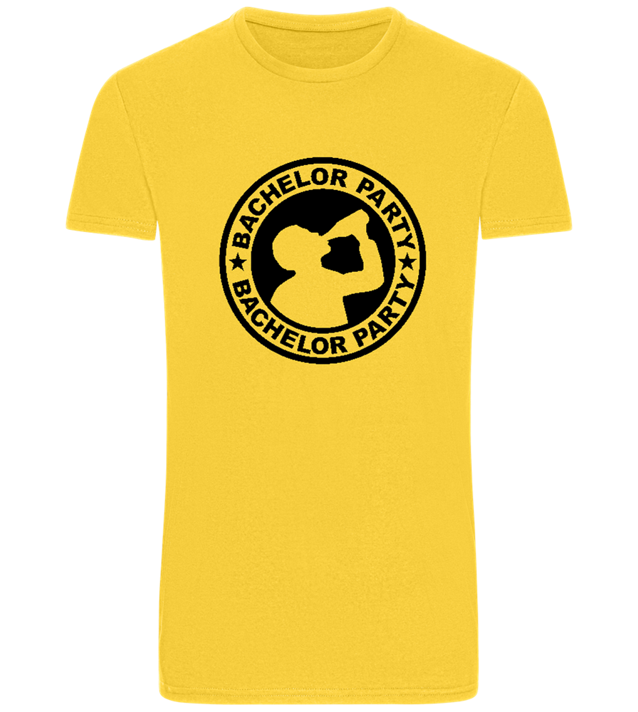 Emblem Bachelor Party Design - Basic men's fitted t-shirt_YELLOW_front