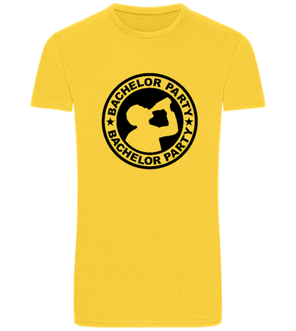 Emblem Bachelor Party Design - Basic men's fitted t-shirt_YELLOW_front