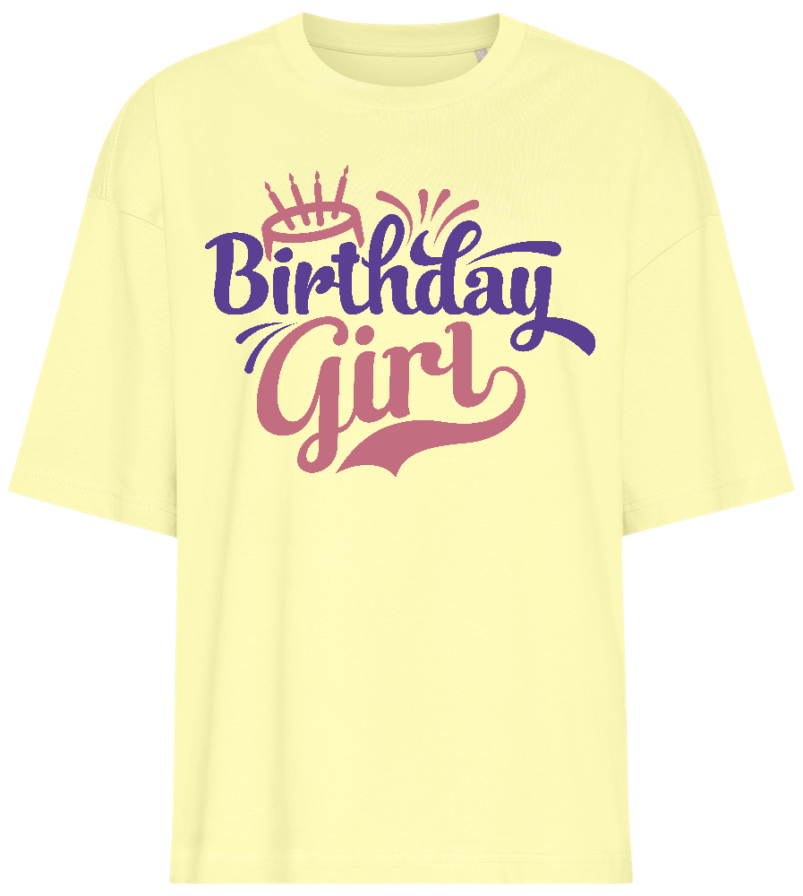 Cake Birthday Girl Design - Premium women's oversized t-shirt_LIGHT YELLOW_front