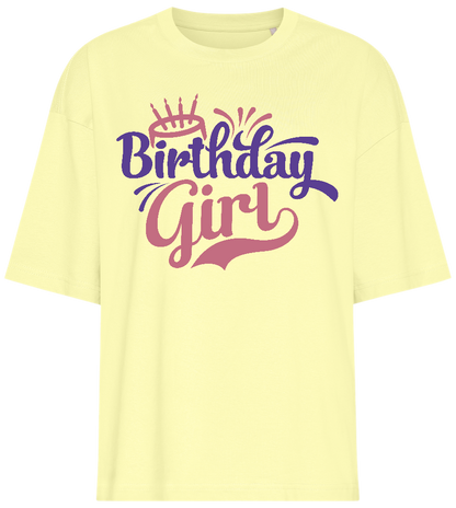 Cake Birthday Girl Design - Premium women's oversized t-shirt_LIGHT YELLOW_front