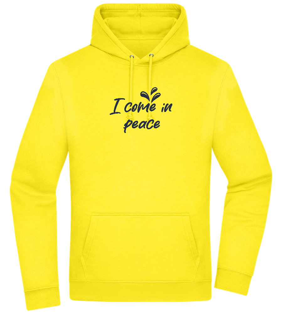 I Come in Peace Design - Premium Essential Unisex Hoodie_YELLOW_front