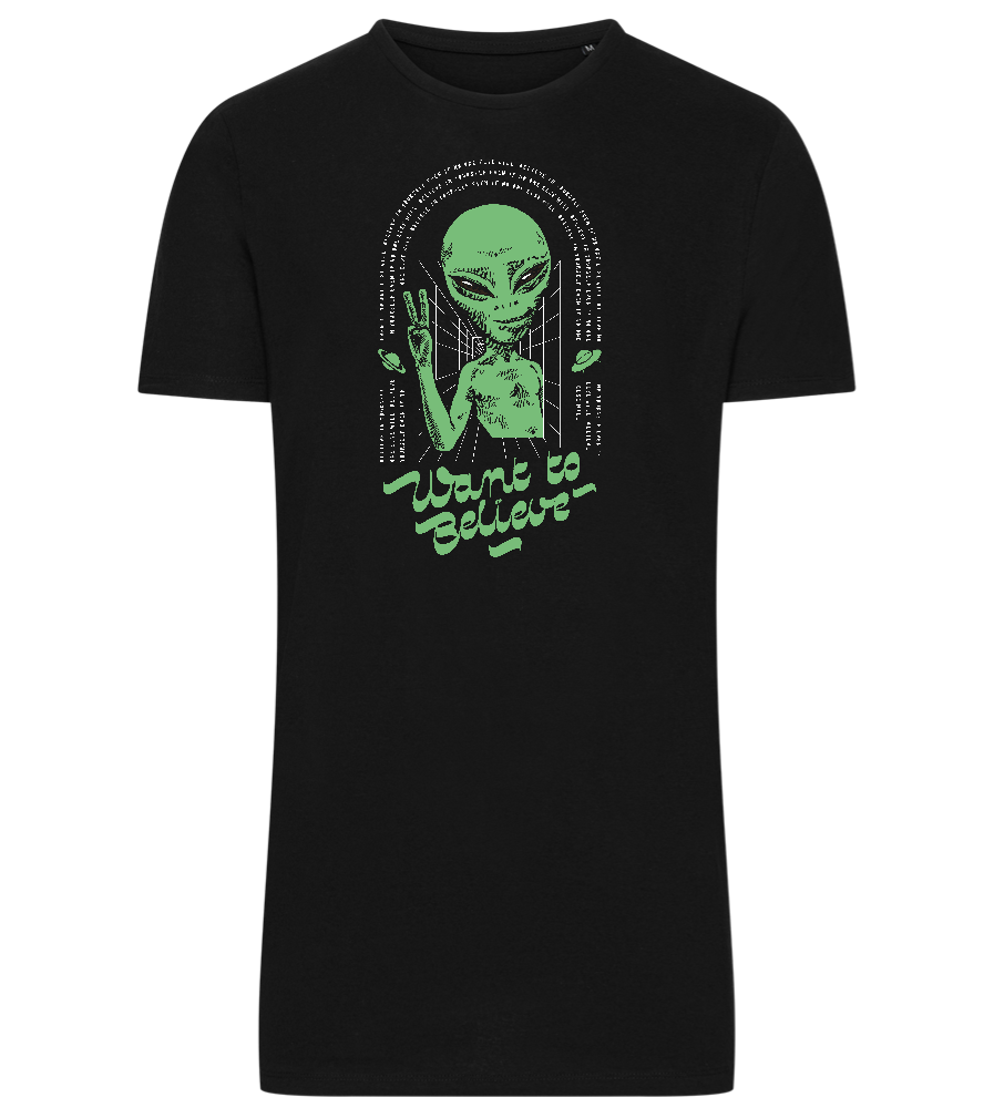 Want To Believe Alien Design - Comfort men's long t-shirt_DEEP BLACK_front