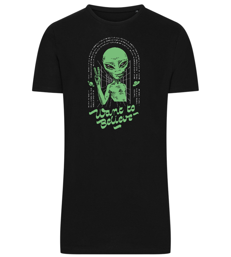 Want To Believe Alien Design - Comfort men's long t-shirt_DEEP BLACK_front