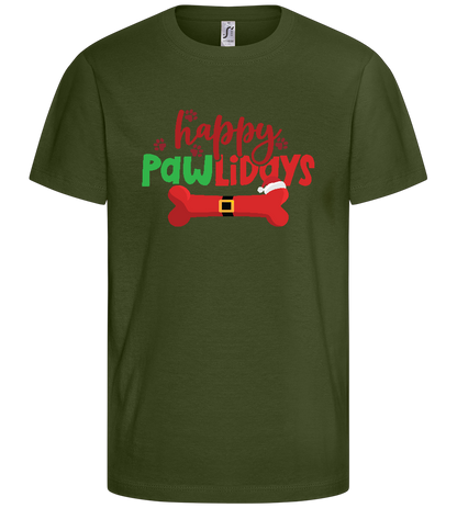 Happy Pawlidays Design - Basic kids t-shirt_ARMY_front