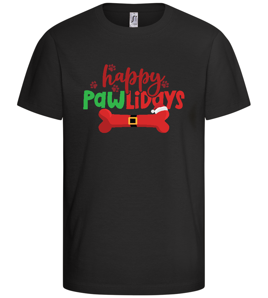 Happy Pawlidays Design - Basic kids t-shirt_DEEP BLACK_front