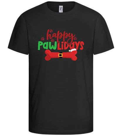 Happy Pawlidays Design - Basic kids t-shirt_DEEP BLACK_front