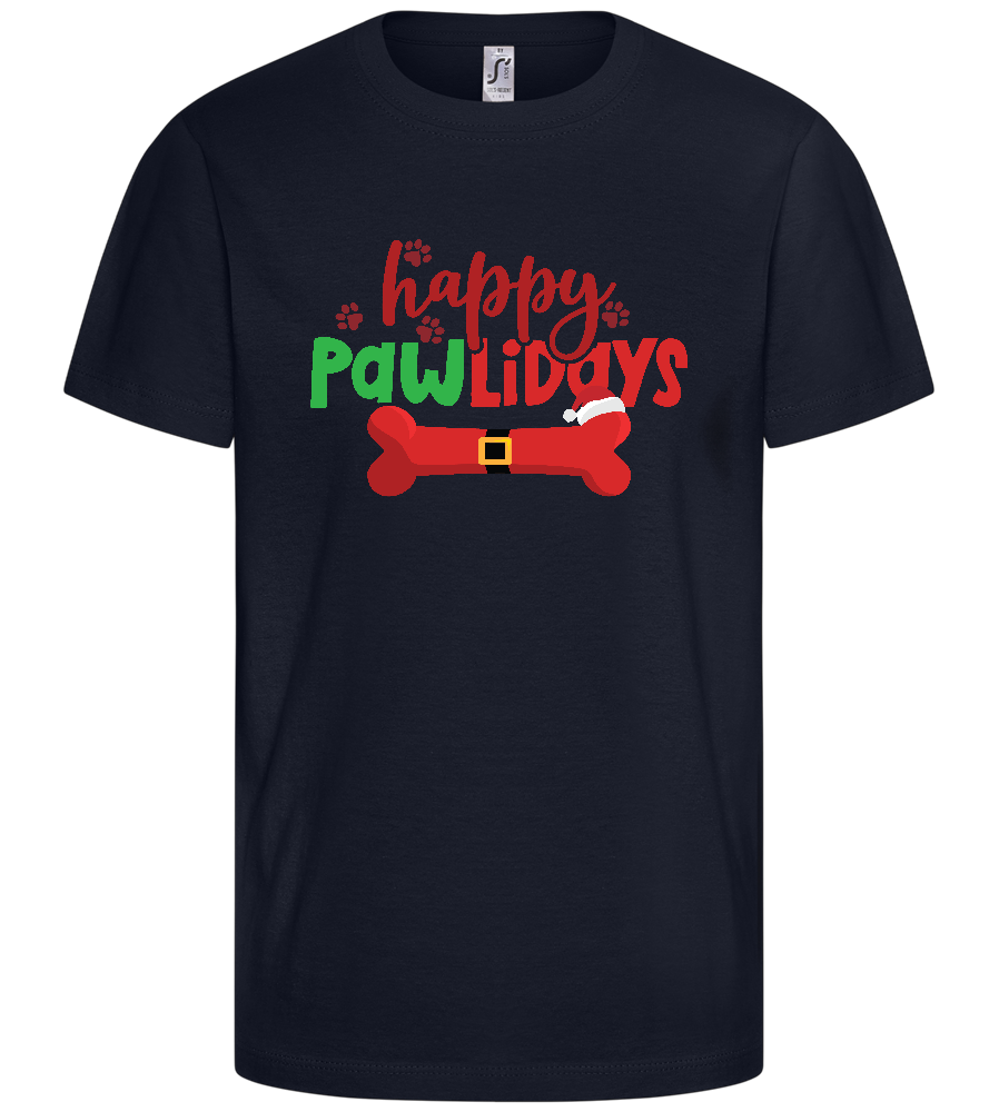 Happy Pawlidays Design - Basic kids t-shirt_FRENCH NAVY_front