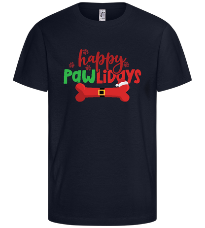 Happy Pawlidays Design - Basic kids t-shirt_FRENCH NAVY_front