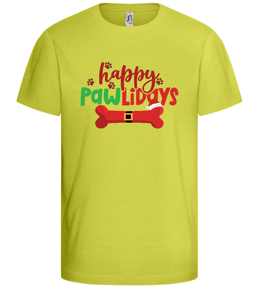 Happy Pawlidays Design - Basic kids t-shirt_GREEN APPLE_front