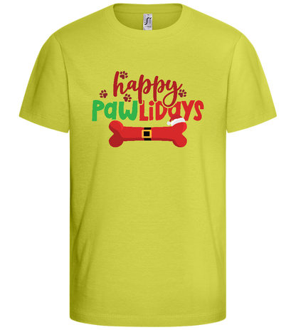 Happy Pawlidays Design - Basic kids t-shirt_GREEN APPLE_front