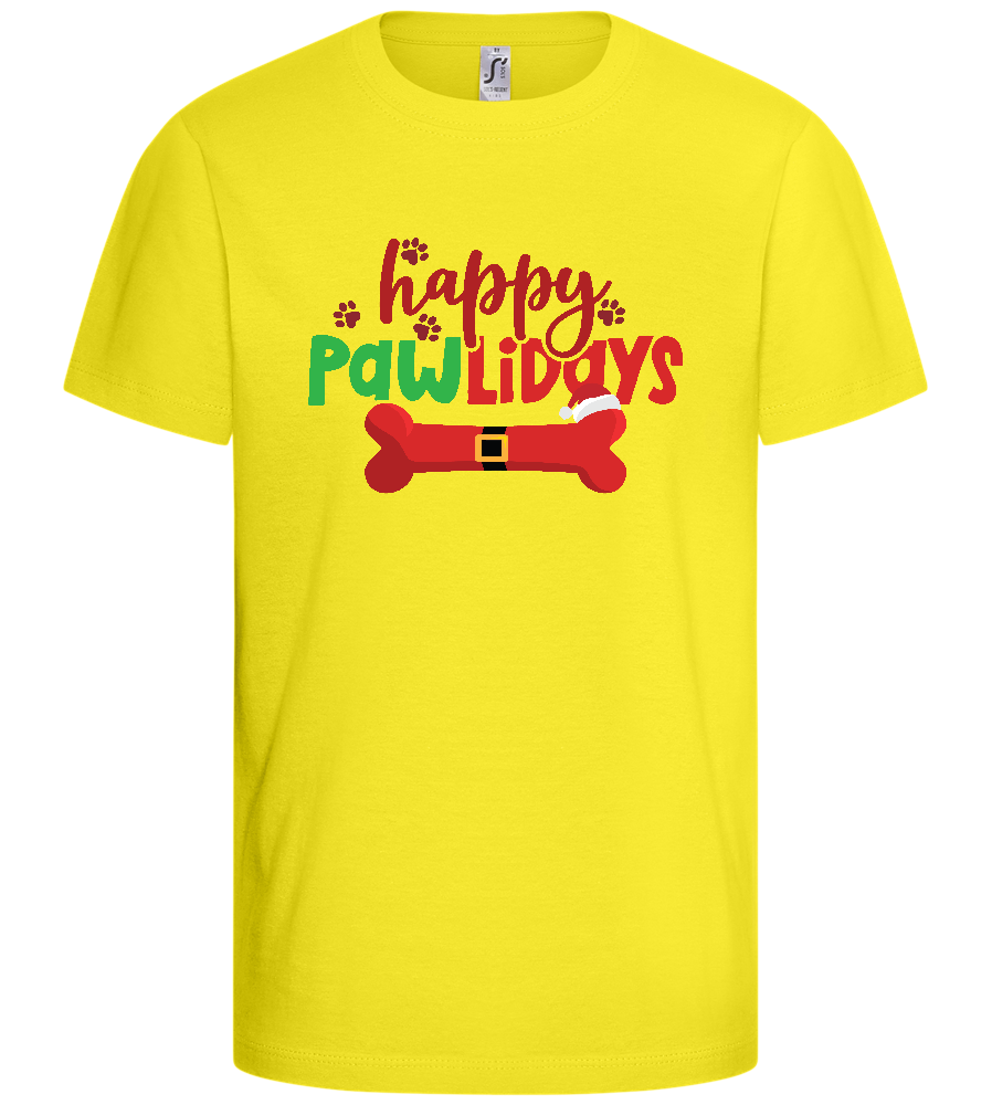 Happy Pawlidays Design - Basic kids t-shirt_LEMON_front