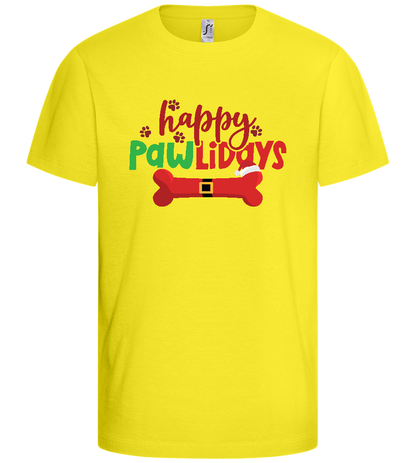 Happy Pawlidays Design - Basic kids t-shirt_LEMON_front