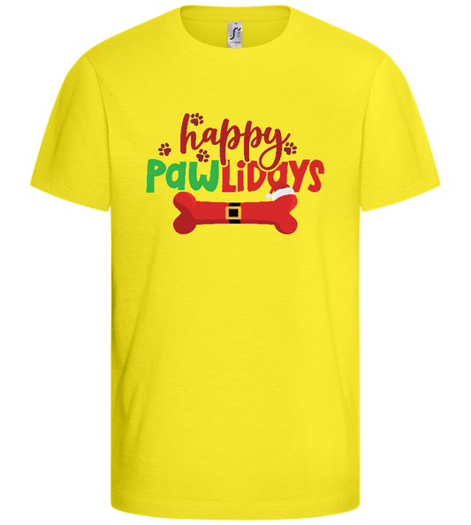 Happy Pawlidays Design - Basic kids t-shirt_LEMON_front