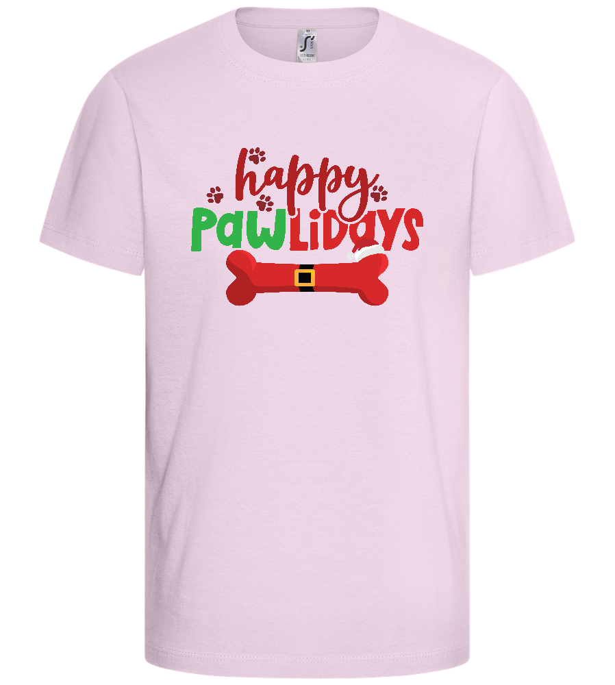 Happy Pawlidays Design - Basic kids t-shirt_LIGHT PINK_front