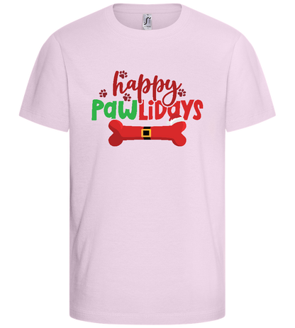 Happy Pawlidays Design - Basic kids t-shirt_LIGHT PINK_front