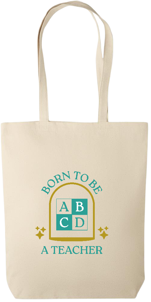 Born to be a Teacher Design - Premium canvas cotton tote bag_BEIGE_front