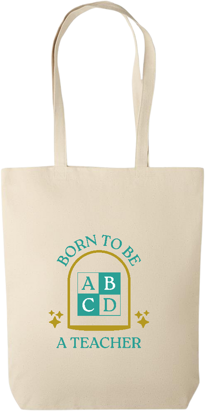 Born to be a Teacher Design - Premium canvas cotton tote bag_BEIGE_front