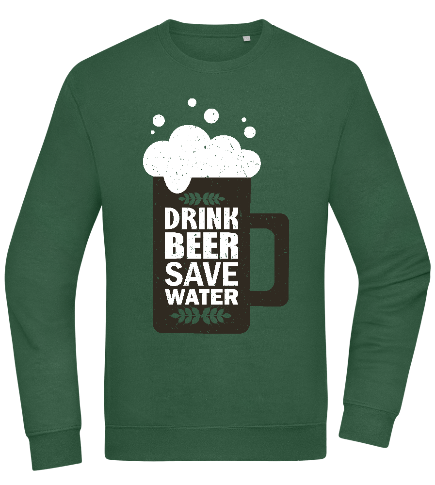 Drink Beer Save Water Beer Mug Design - Comfort Essential Unisex Sweater_GREEN BOTTLE_front