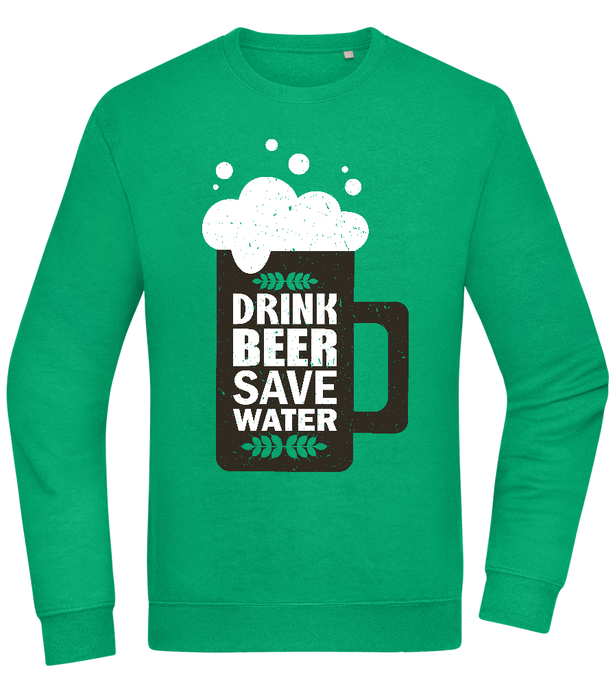 Drink Beer Save Water Beer Mug Design - Comfort Essential Unisex Sweater_MEADOW GREEN_front