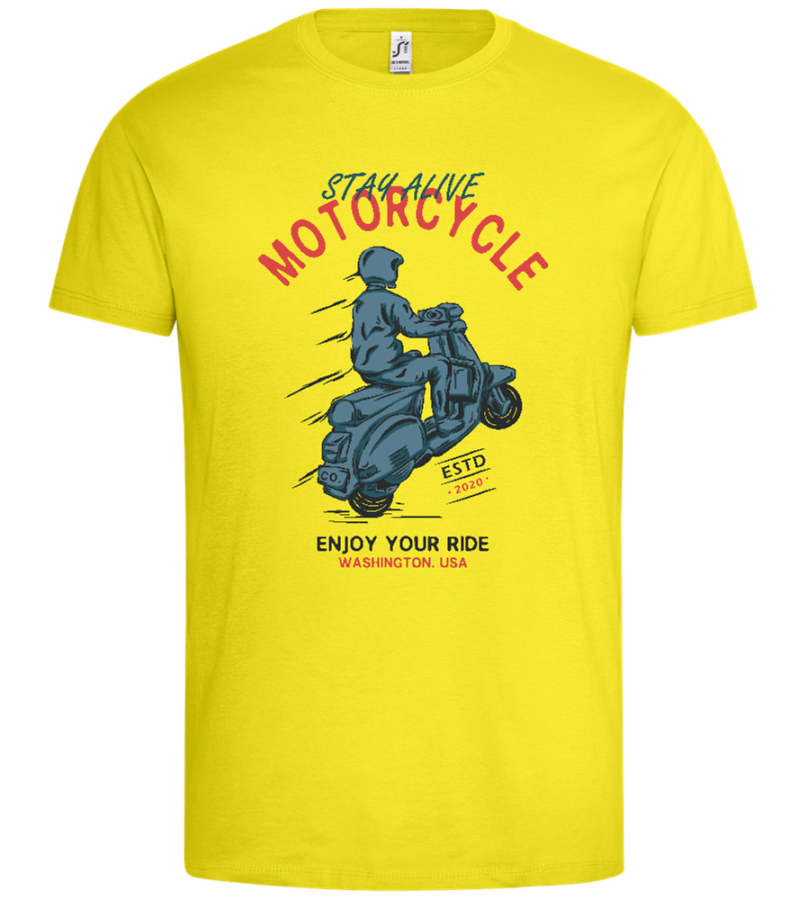 Stay Alive Motorcycle Design - Premium men's t-shirt_LEMON_front