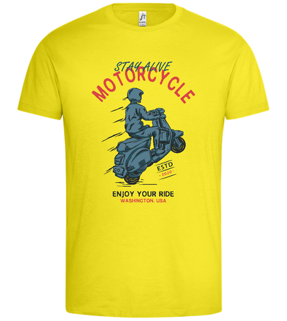 Stay Alive Motorcycle Design - Premium men's t-shirt_LEMON_front