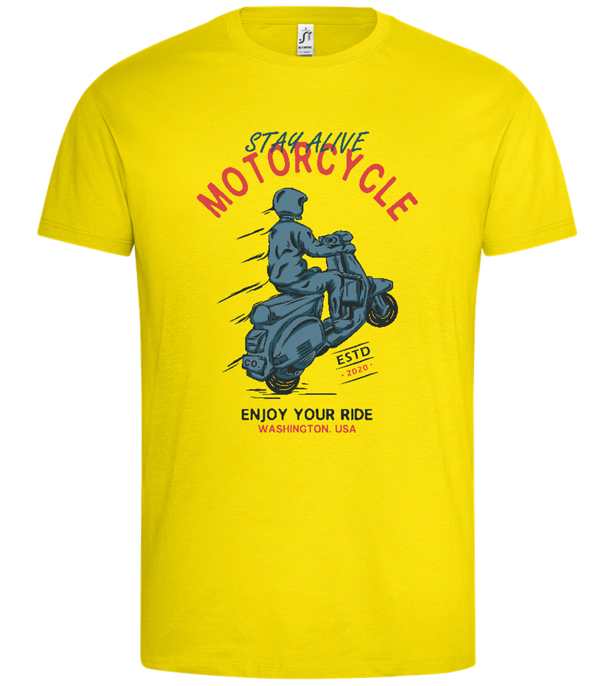 Stay Alive Motorcycle Design - Premium men's t-shirt_YELLOW_front