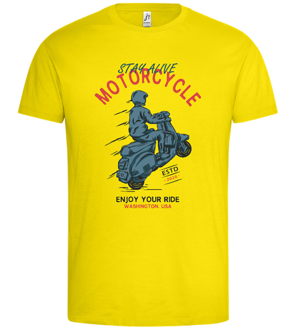 Stay Alive Motorcycle Design - Premium men's t-shirt_YELLOW_front