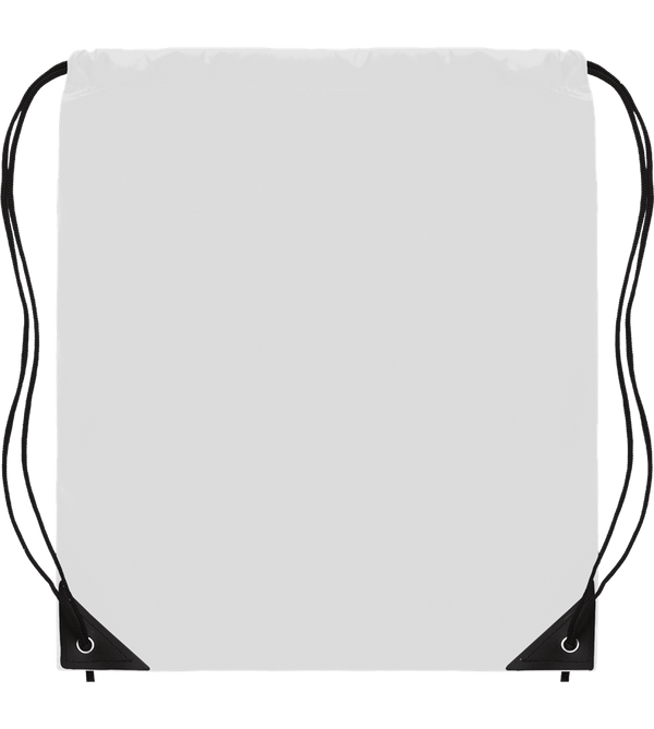 190T Polyester Drawstring Bag_WHITE_front