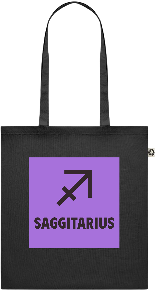 Zodiac Saggitarius Design - Recycled cotton colored shopping bag_BLACK_front