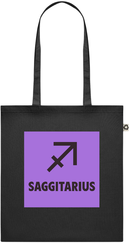 Zodiac Saggitarius Design - Recycled cotton colored shopping bag_BLACK_front