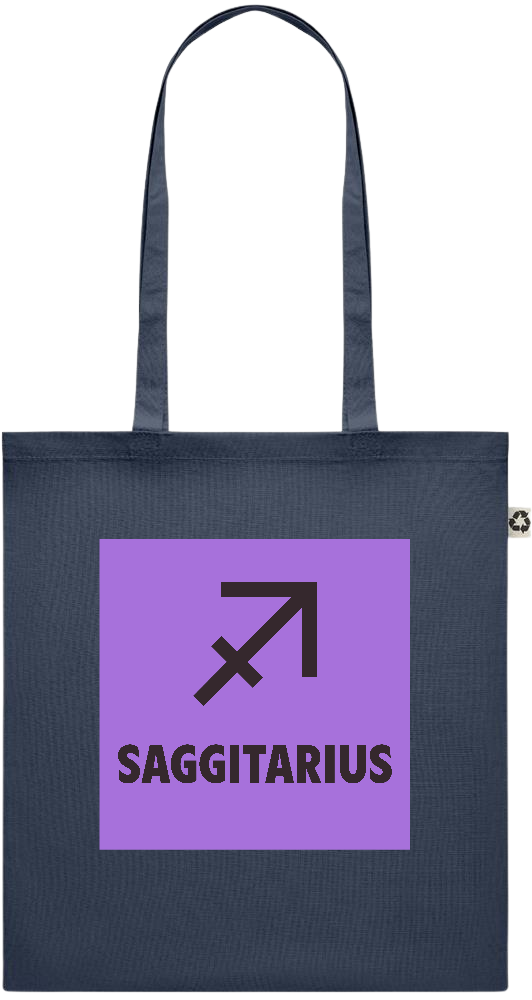 Zodiac Saggitarius Design - Recycled cotton colored shopping bag_FRENCH NAVY_front