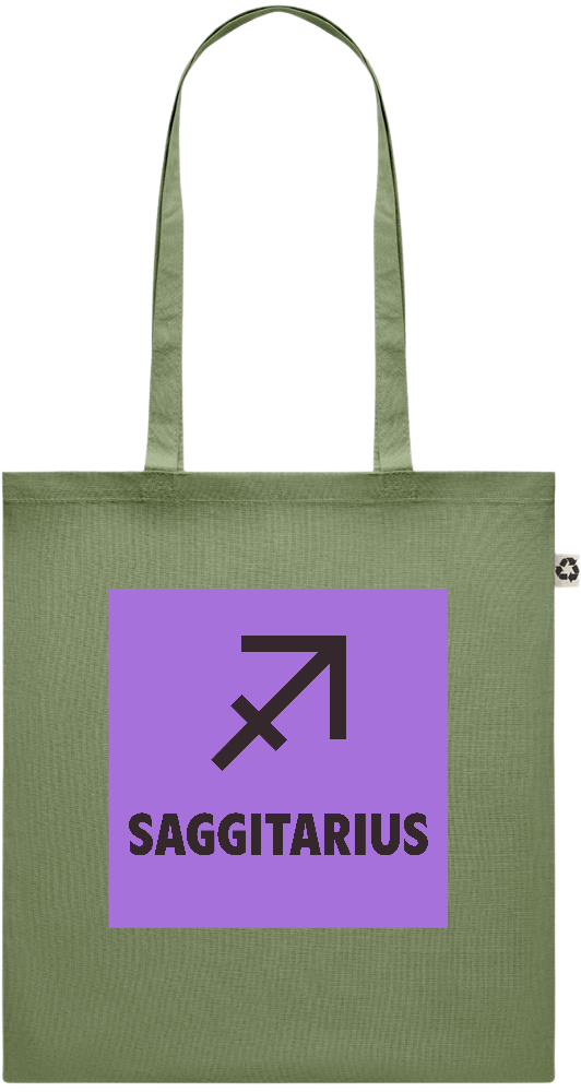 Zodiac Saggitarius Design - Recycled cotton colored shopping bag_GREEN_front