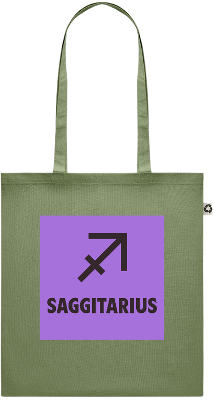 Zodiac Saggitarius Design - Recycled cotton colored shopping bag_GREEN_front