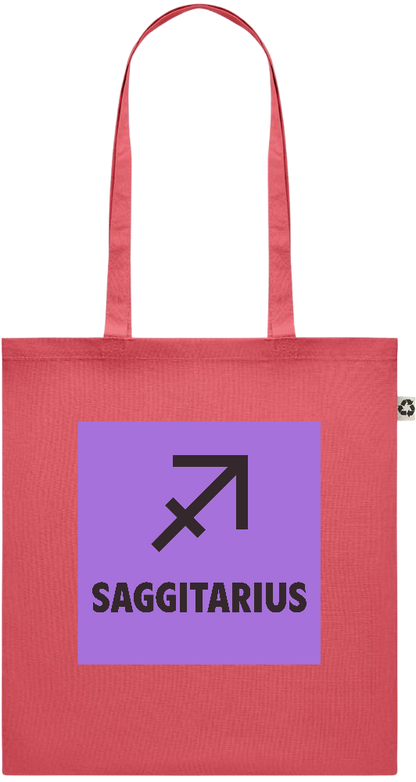 Zodiac Saggitarius Design - Recycled cotton colored shopping bag_RED_front