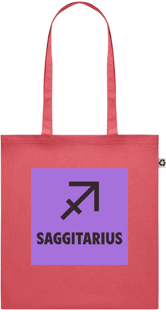 Zodiac Saggitarius Design - Recycled cotton colored shopping bag_RED_front