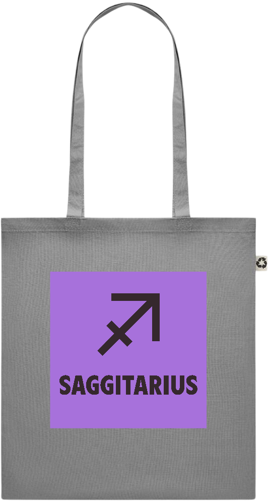 Zodiac Saggitarius Design - Recycled cotton colored shopping bag_STONE GREY_front