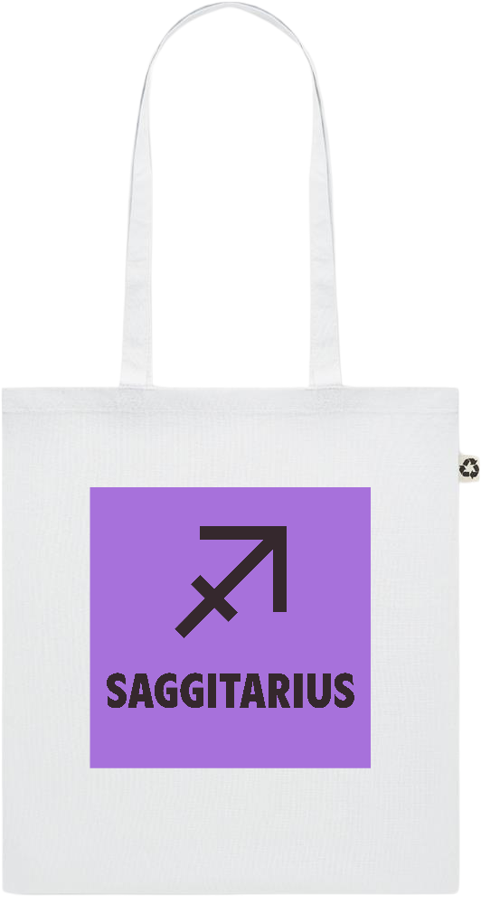 Zodiac Saggitarius Design - Recycled cotton colored shopping bag_WHITE_front