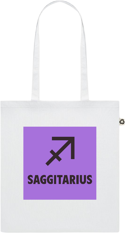 Zodiac Saggitarius Design - Recycled cotton colored shopping bag_WHITE_front