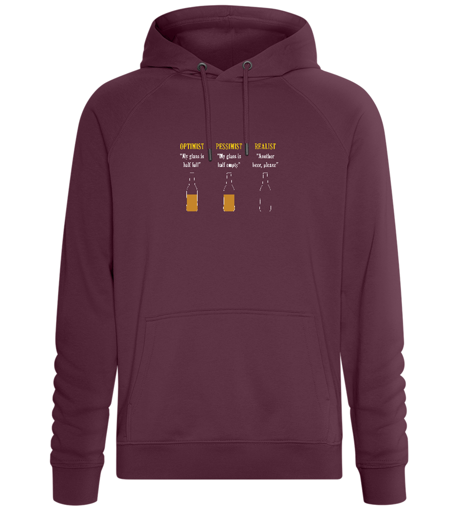 Optimist Pessimist Realist Design - Comfort unisex hoodie_BORDEAUX_front