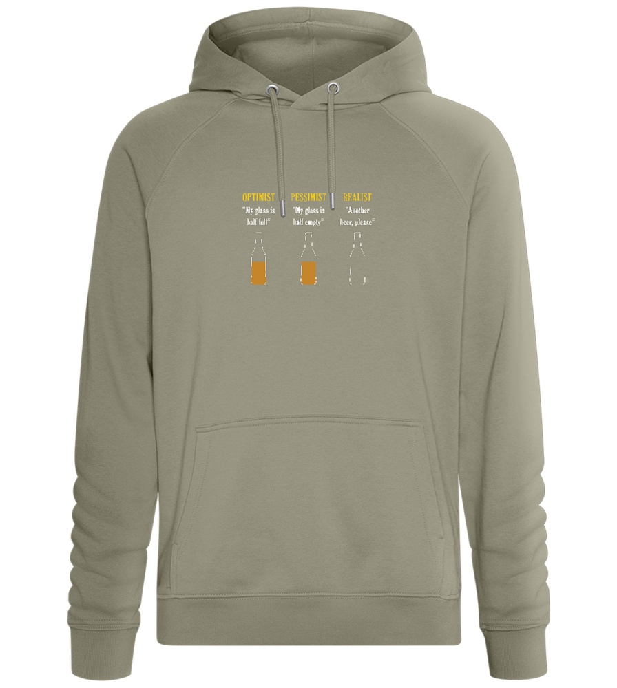 Optimist Pessimist Realist Design - Comfort unisex hoodie_KHAKI_front