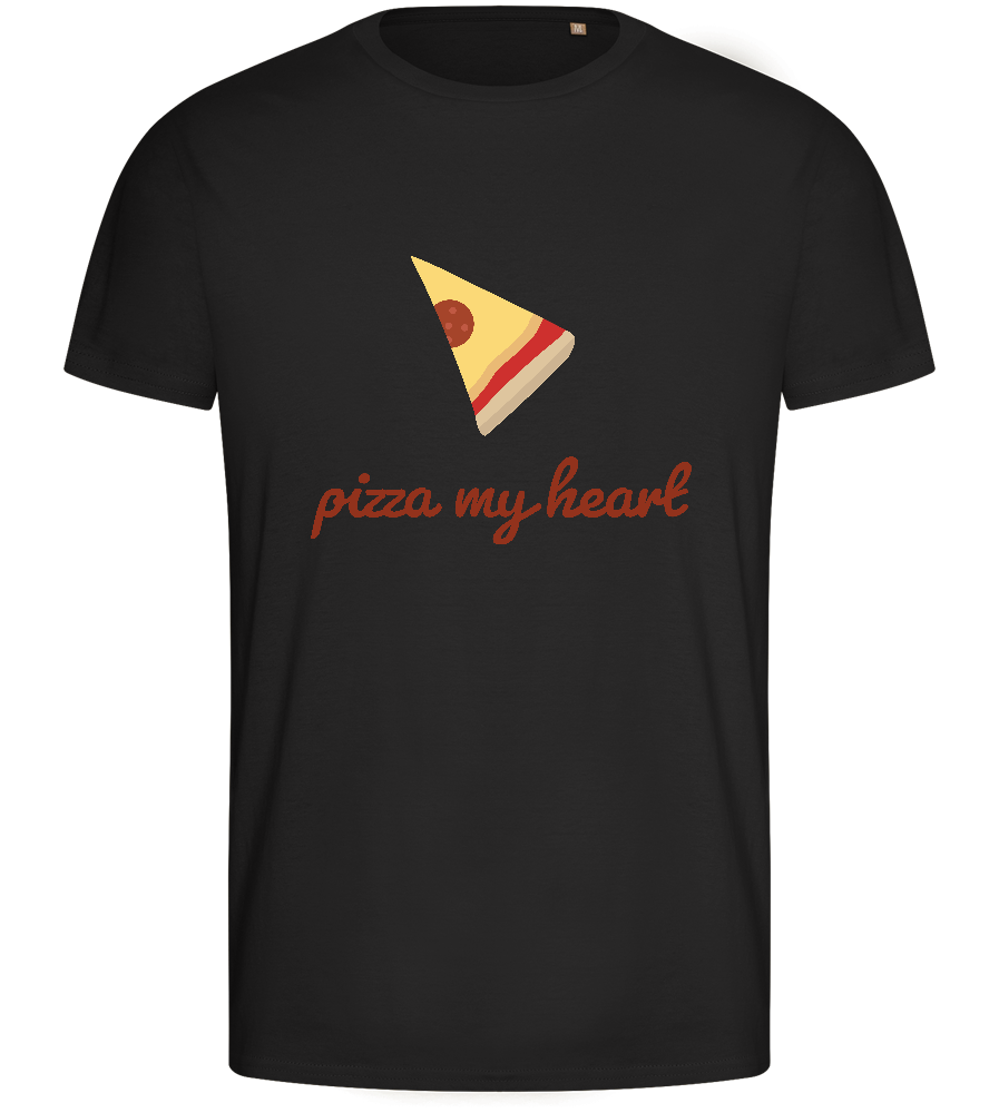 Pizza my Heart Design - Basic men's fitted t-shirt_DEEP BLACK_front