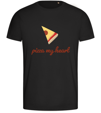 Pizza my Heart Design - Basic men's fitted t-shirt_DEEP BLACK_front