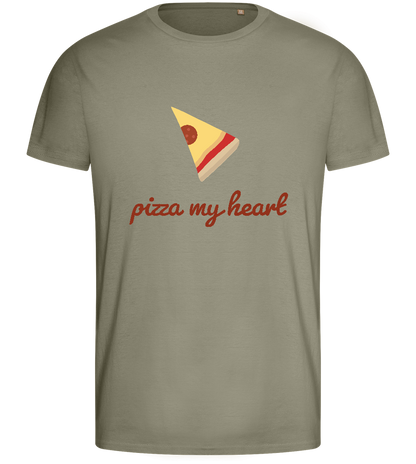 Pizza my Heart Design - Basic men's fitted t-shirt_KHAKI_front