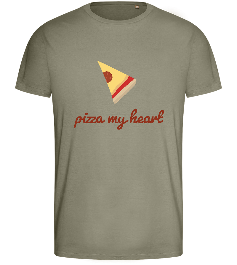 Pizza my Heart Design - Basic men's fitted t-shirt_KHAKI_front