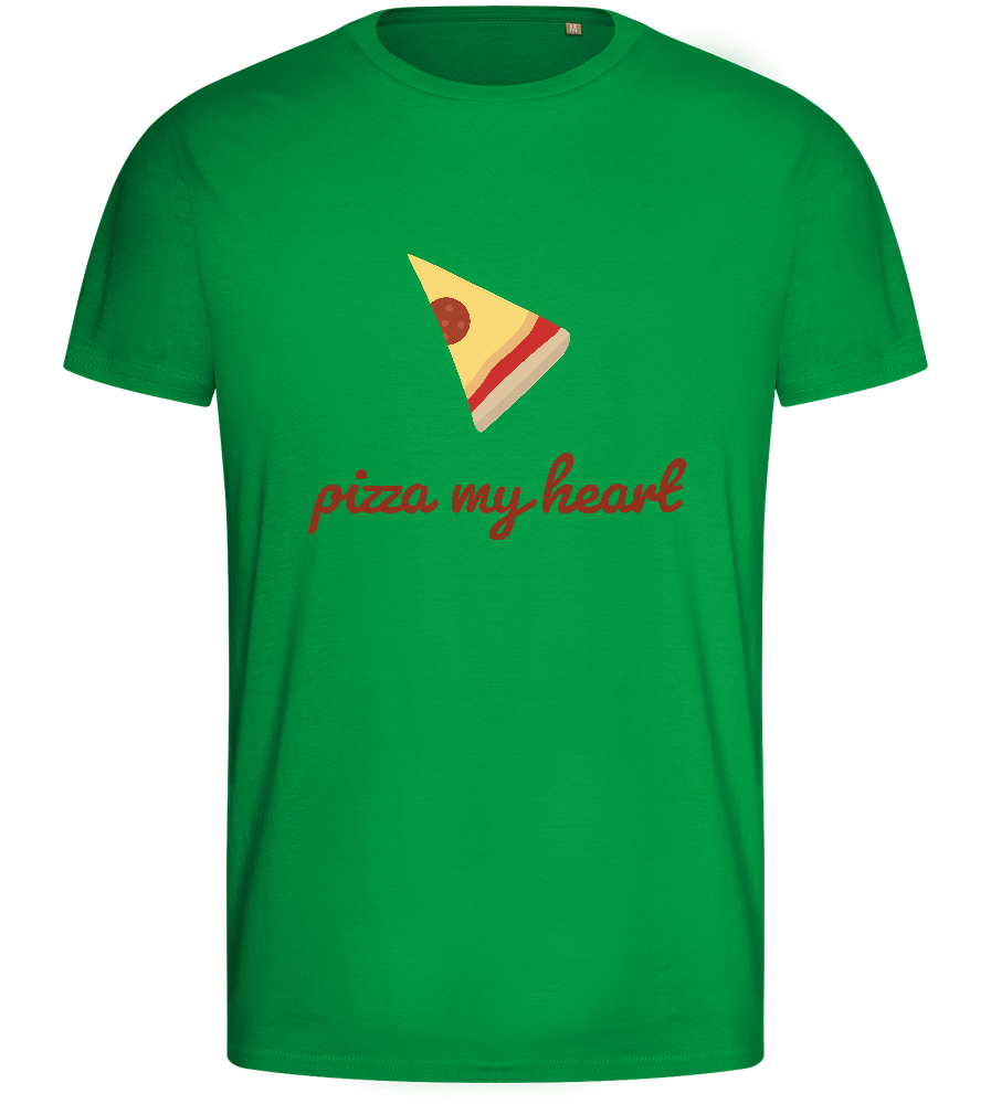 Pizza my Heart Design - Basic men's fitted t-shirt_MEADOW GREEN_front