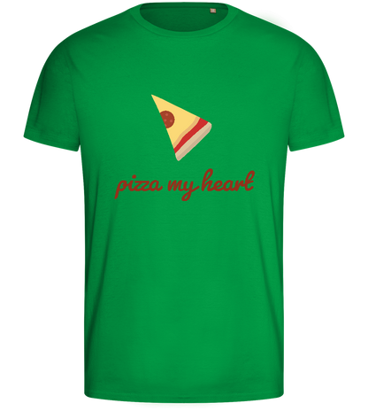 Pizza my Heart Design - Basic men's fitted t-shirt_MEADOW GREEN_front