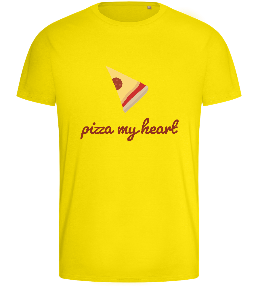 Pizza my Heart Design - Basic men's fitted t-shirt_YELLOW_front