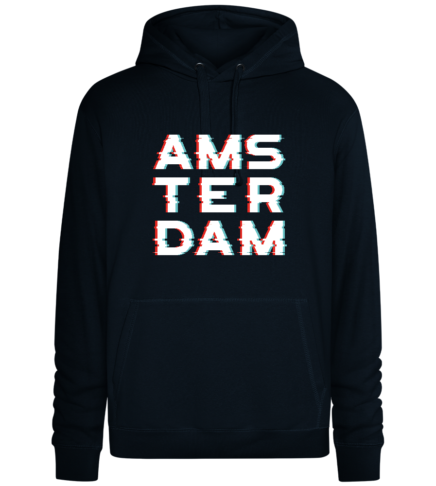 Amsterdam Glitched Design - Premium unisex hoodie_BLACK_front