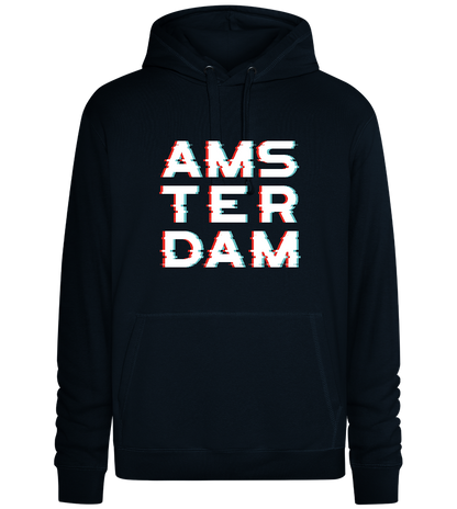 Amsterdam Glitched Design - Premium unisex hoodie_BLACK_front