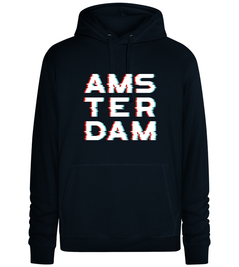 Amsterdam Glitched Design - Premium unisex hoodie_BLACK_front